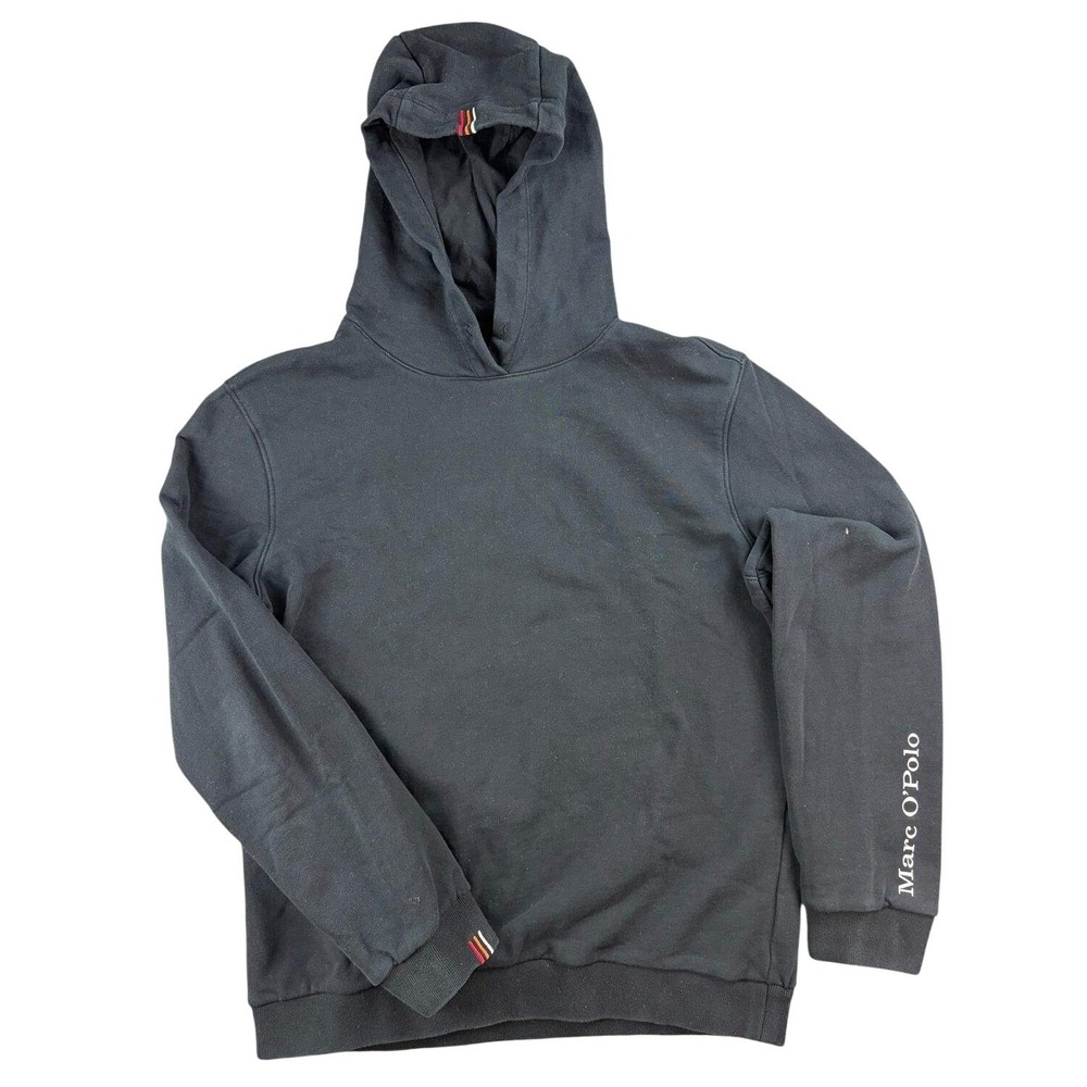 Marc O'Polo Hoodie Men L Black Regular Fit Logo Stripes Sweatshirt‎ 100% Cotton